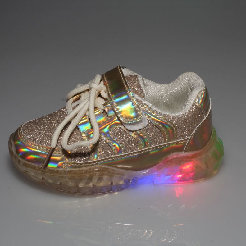 Zapatilla Con Luces Dorado Vía Franca Niña-2