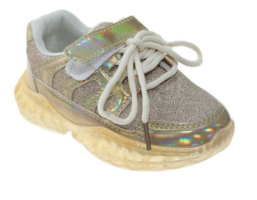 Zapatilla Con Luces Dorado Vía Franca Niña-5