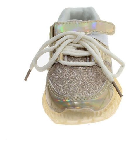 Zapatilla Con Luces Dorado Vía Franca Niña-7