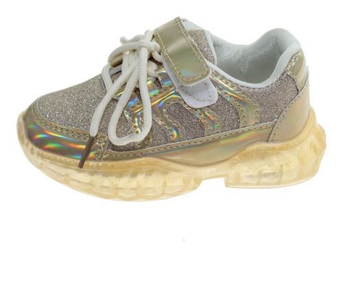 Zapatilla Con Luces Dorado Vía Franca Niña-8