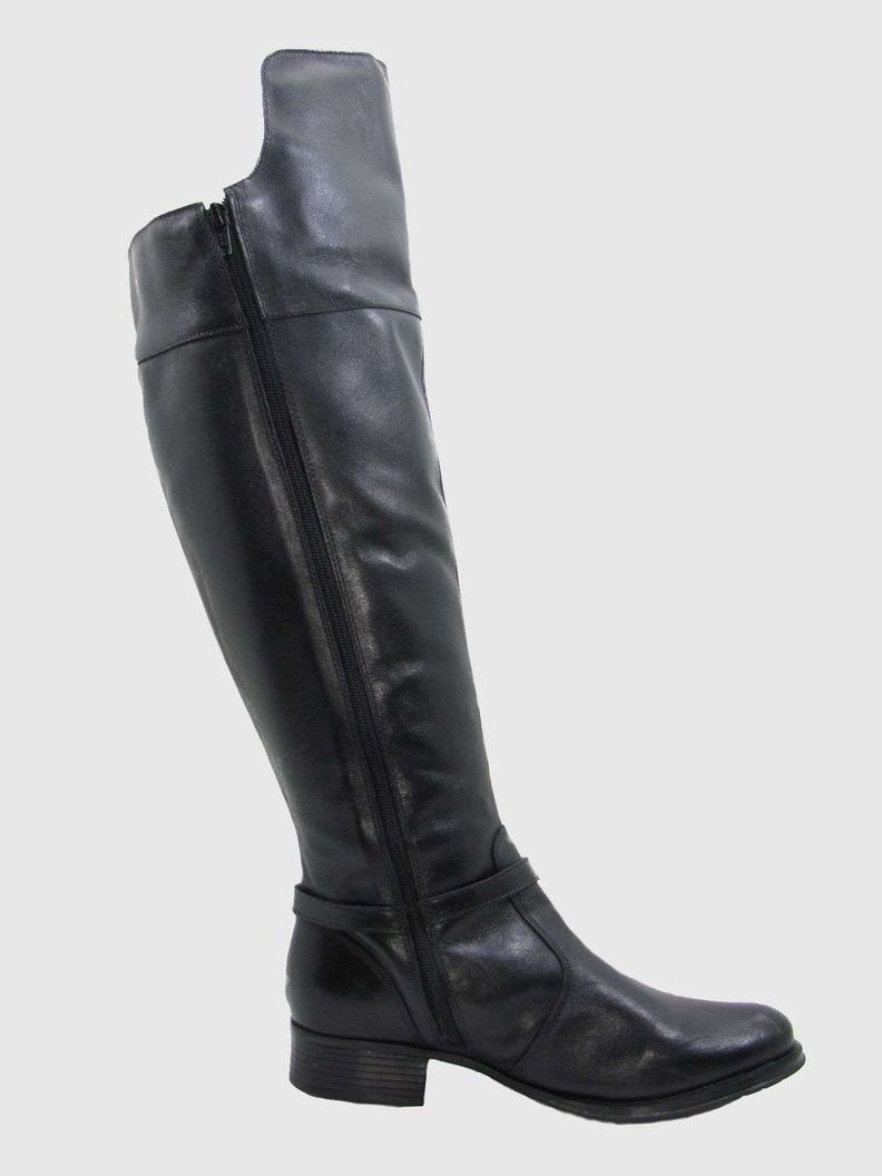 Bota Cuero Negro Vía Franca Mujer-2