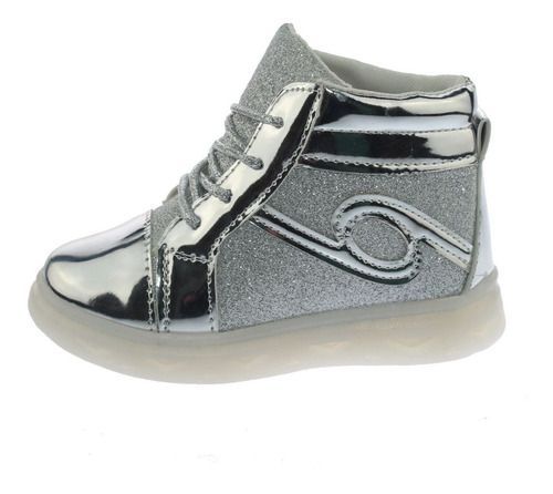 Zapatilla Con Luces Para Niño Color Plateado-1