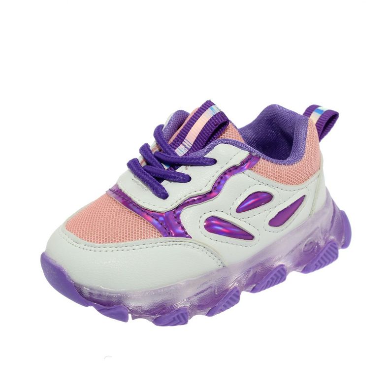 Zapatilla Con Luces Morado Vía Franca Niña-3