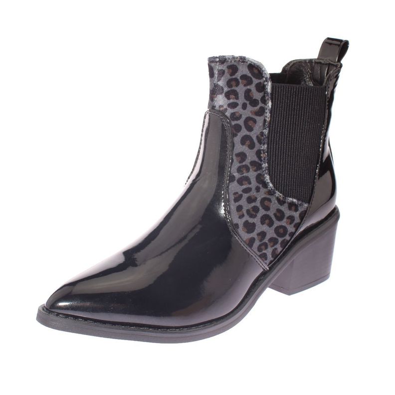 Botín Animal Print Negro Vía Franca Mujer-0