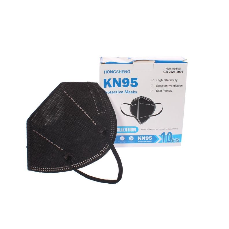 Pack 10 Mascarillas KN95 Negra Negro Vía Franca Unisex-0