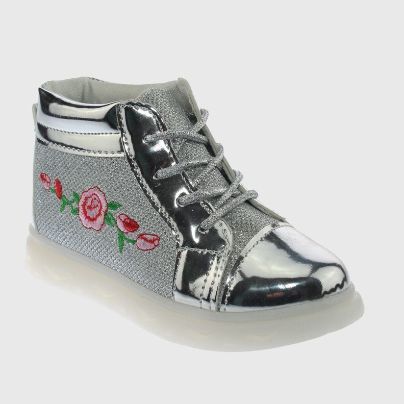 Zapatilla Con Luces Plata Vía Franca Niña-0