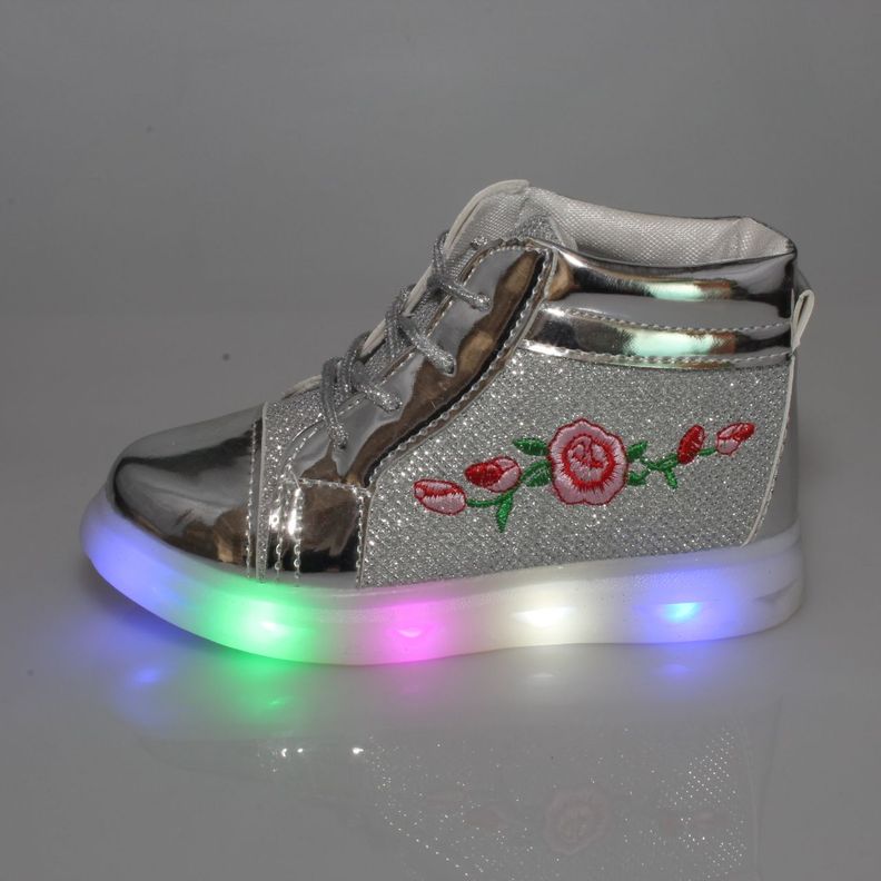 Zapatilla Con Luces Plata Vía Franca Niña-3