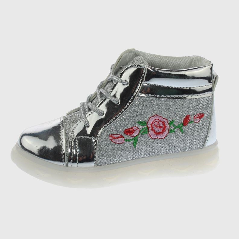 Zapatilla Con Luces Plata Vía Franca Niña-4