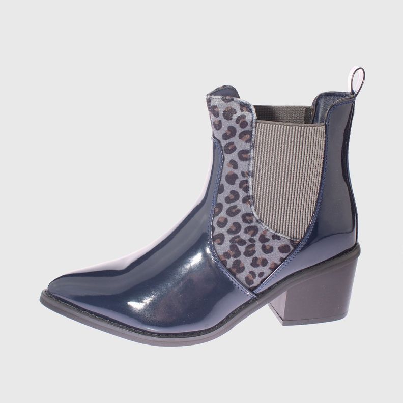 Botín Animal Print Navy Vía Franca Mujer-1