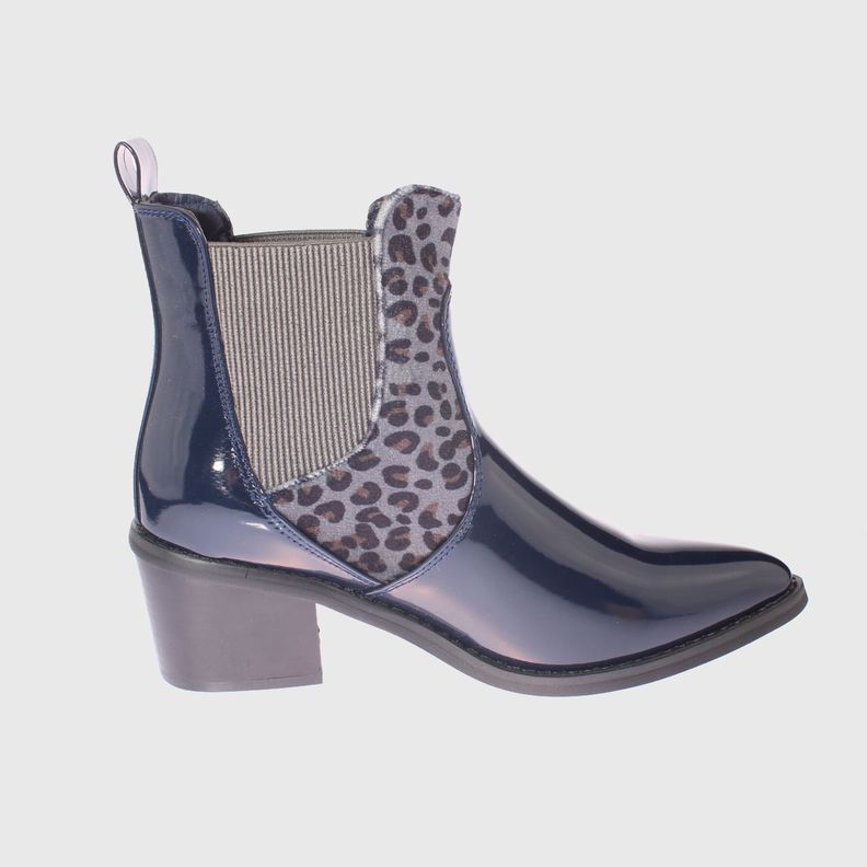 Botín Animal Print Navy Vía Franca Mujer-3