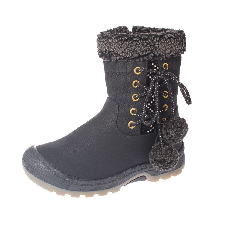 Bota Pom Pom Negro Vía Franca Niña-0