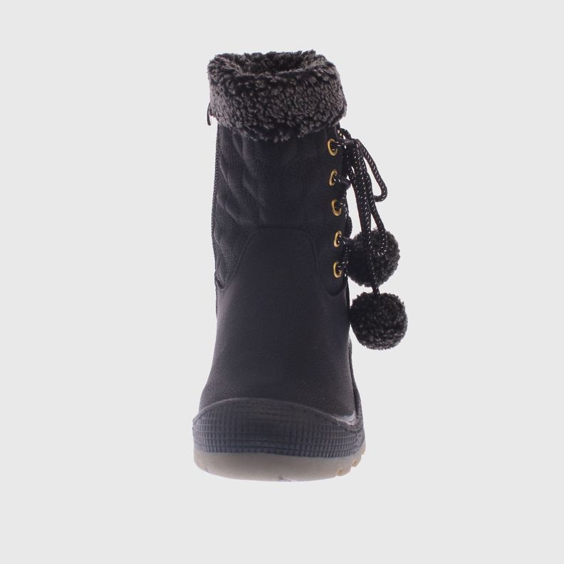 Bota Pom Pom Negro Vía Franca Niña-2