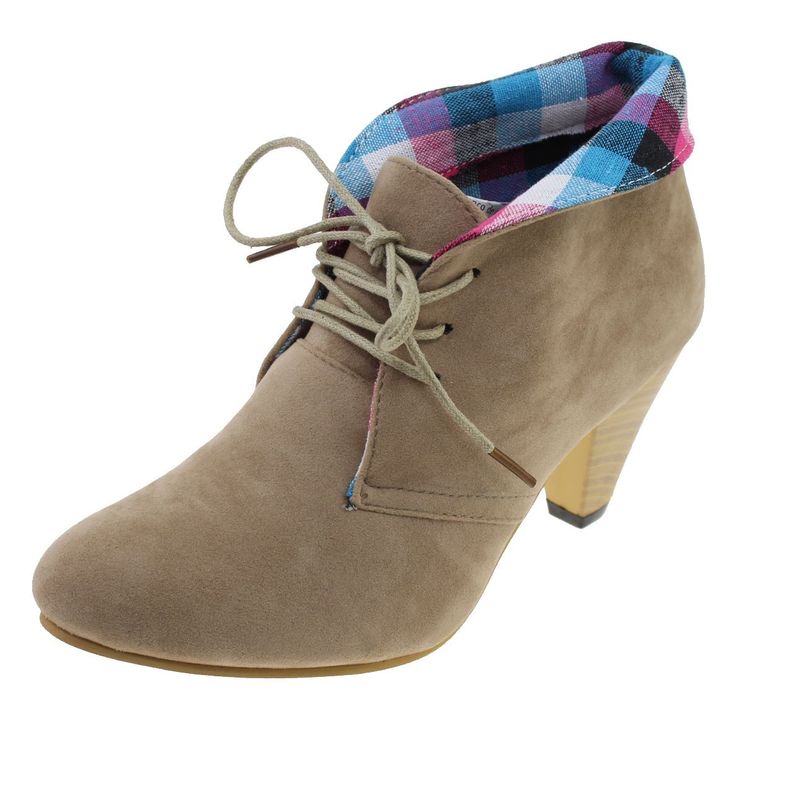 Botín Tacón Escoces Beige Vía Franca Mujer-0
