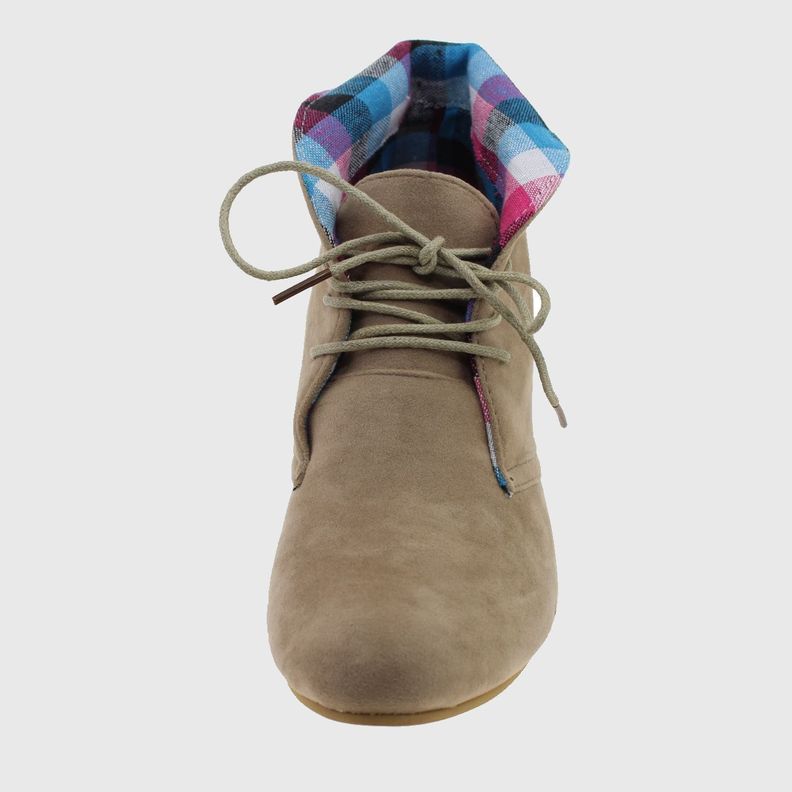 Botín Tacón Escoces Beige Vía Franca Mujer-1