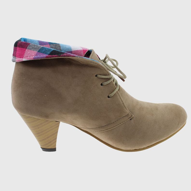 Botín Tacón Escoces Beige Vía Franca Mujer-2