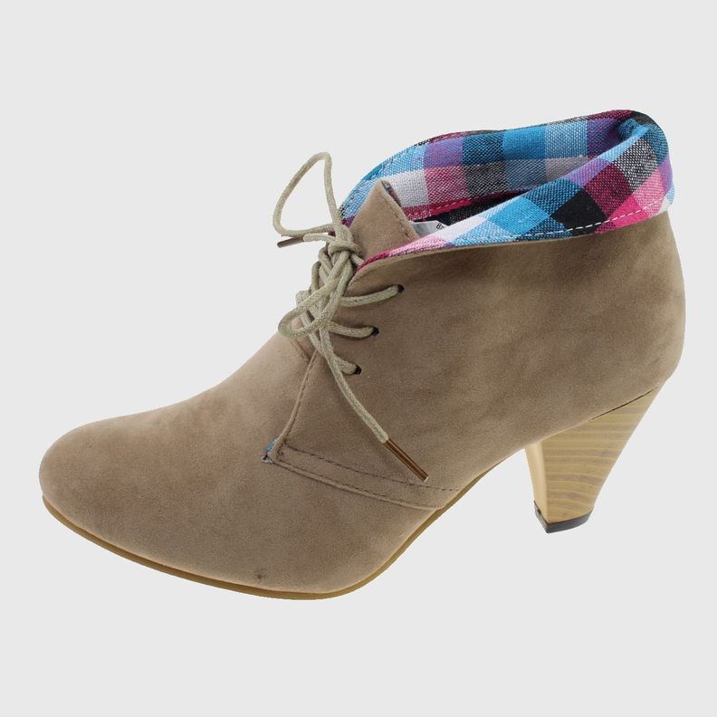 Botín Tacón Escoces Beige Vía Franca Mujer-3