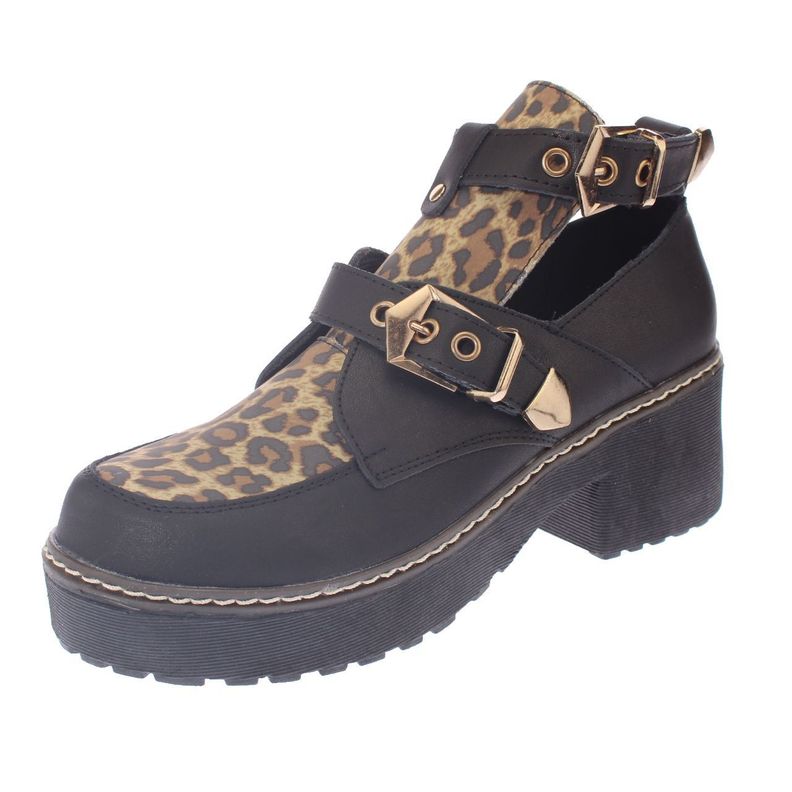 Botín Leopardo Negro Vía franca Mujer-0