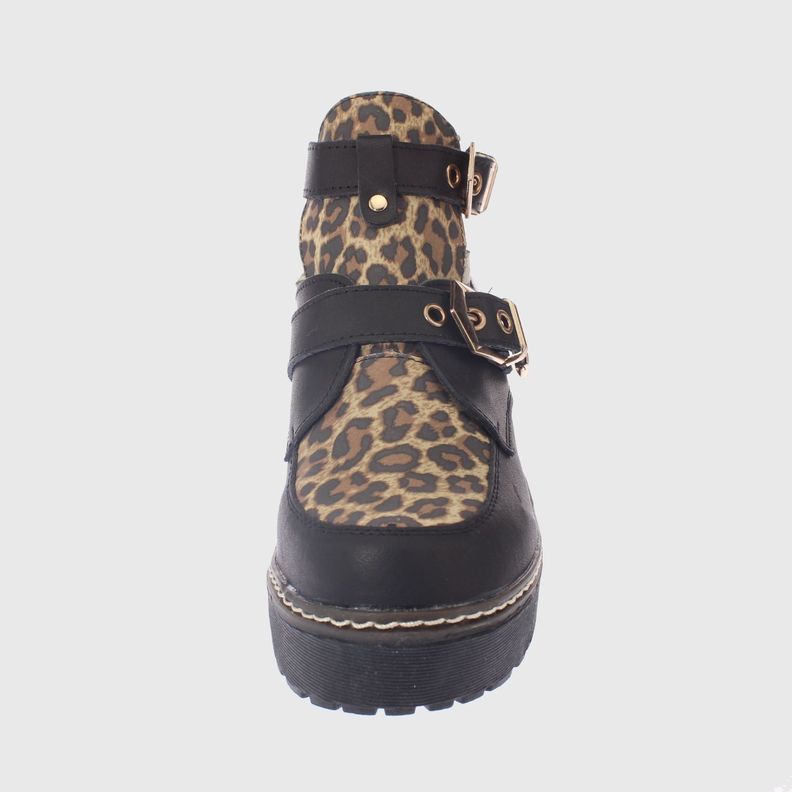 Botín Leopardo Negro Vía franca Mujer-2