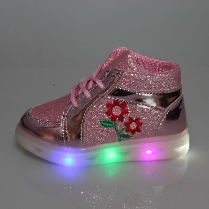 Zapatilla Con Luces Rosado Vía Franca Niña-3