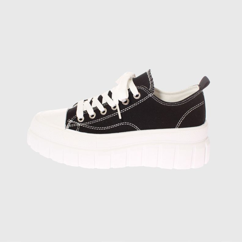 Zapatilla Lona Negro Vía Franca Mujer-2
