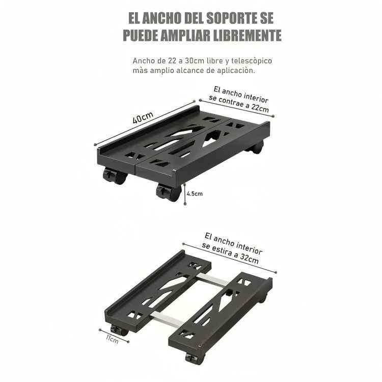 Base/soporte De Cpu Expandible Retráctil Con Ruedas Y Freno-2