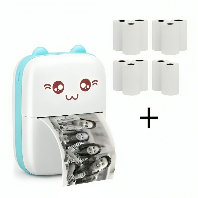 Mini Impresora Térmica Portátil Bluetooth Gatito + 11 Rollos-1