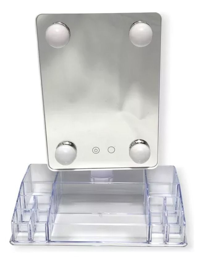 Organizador De Joyas Con Espejo Rectangular Y Luz Led-0