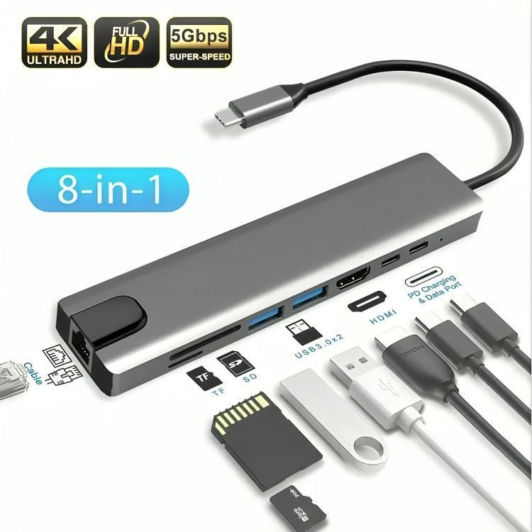 Adaptador Multipuerto Hub tipo C 8 en 1-3
