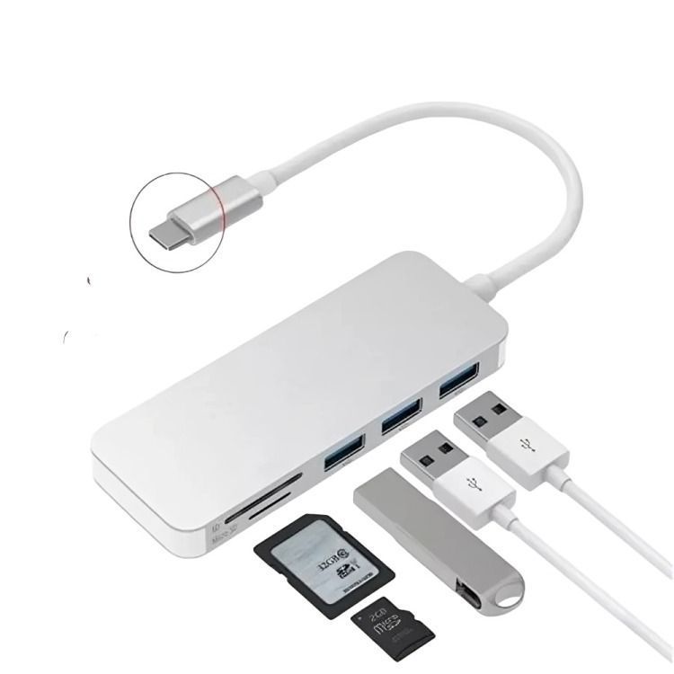 Adaptador Type C Tipo C 3 X Usb 3.0, Tf, Micro Sd 5 en 1-1