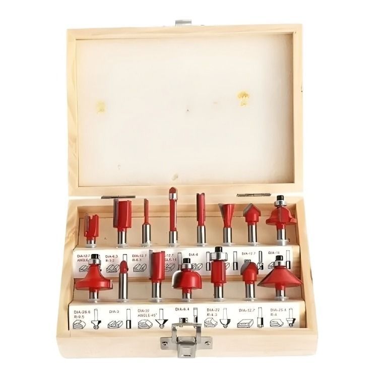 Brocas Fresas Madera Router 15 Pcs 6.35mm 1/4-0