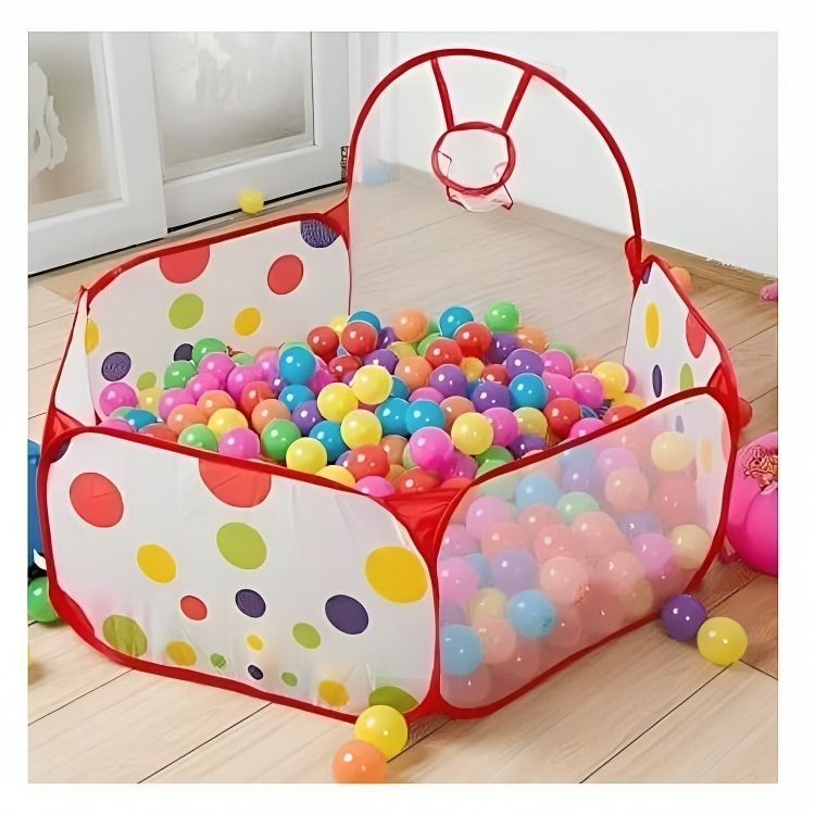 PISCINA DE PELOTA EN SUAVE TELA CON 50 PELOTAS DE COLORES-2