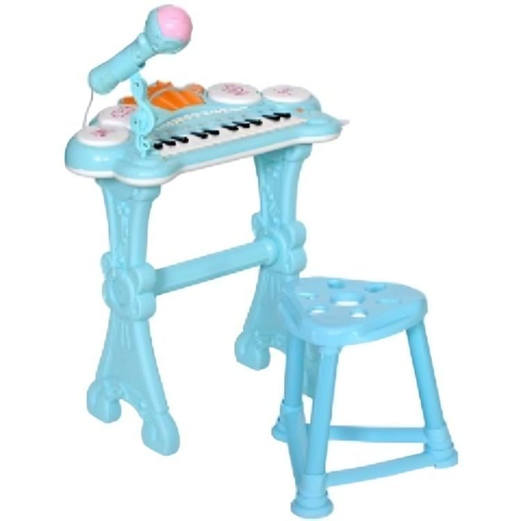 Teclado Electrónico Piano Para Niños Musical Con Micrófono-Azul-0