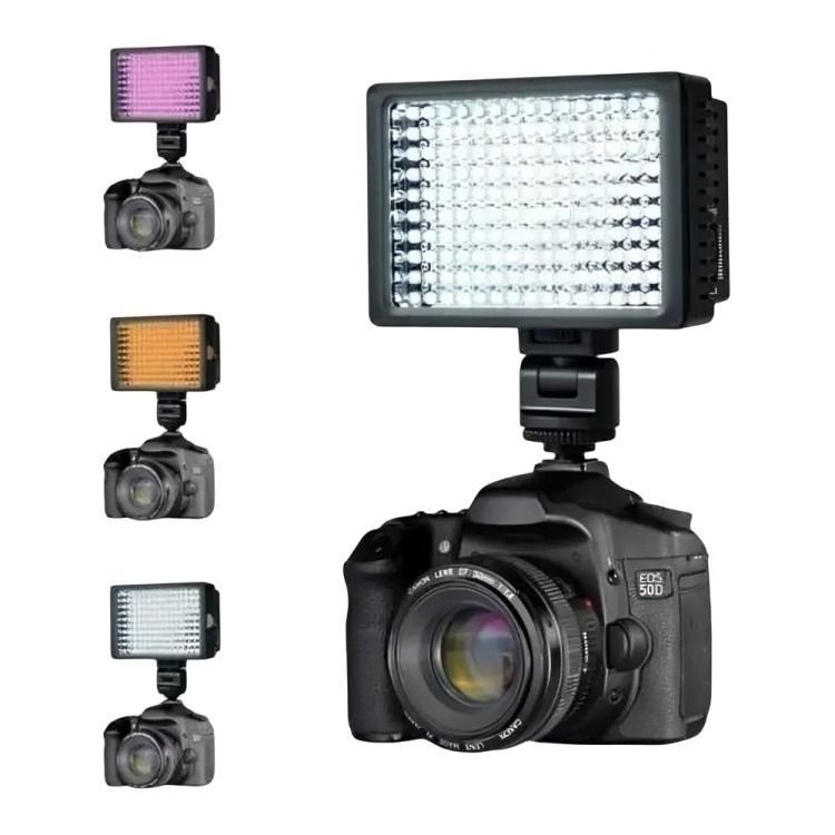 Foco Led 160 Luces Flash Cámara Videograbadora + 2 Filtros-3