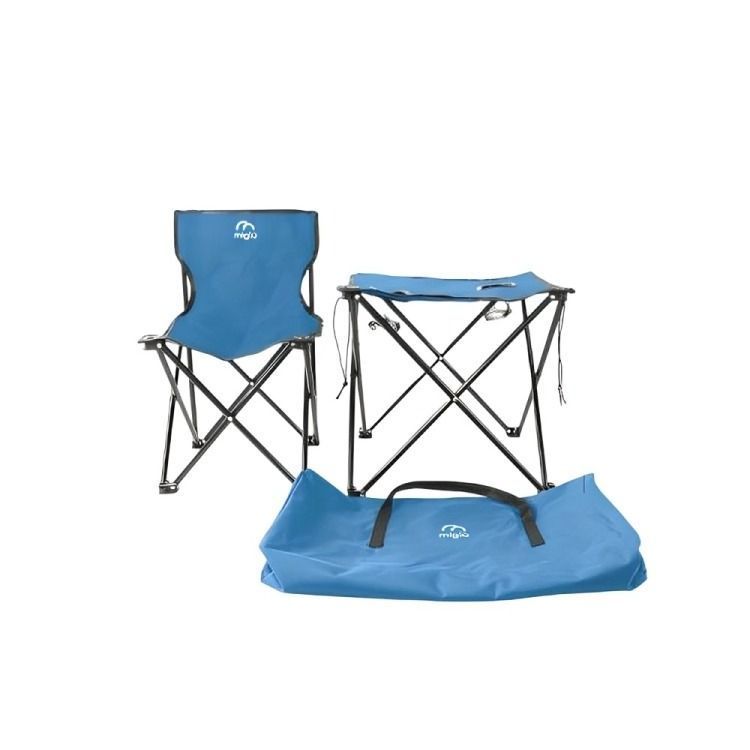 Juego de mesa con sillas plegables azul-1