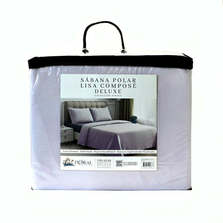 Sabanas Polar Lisa Compose 2 Plazas / Bicolor Morado Doral