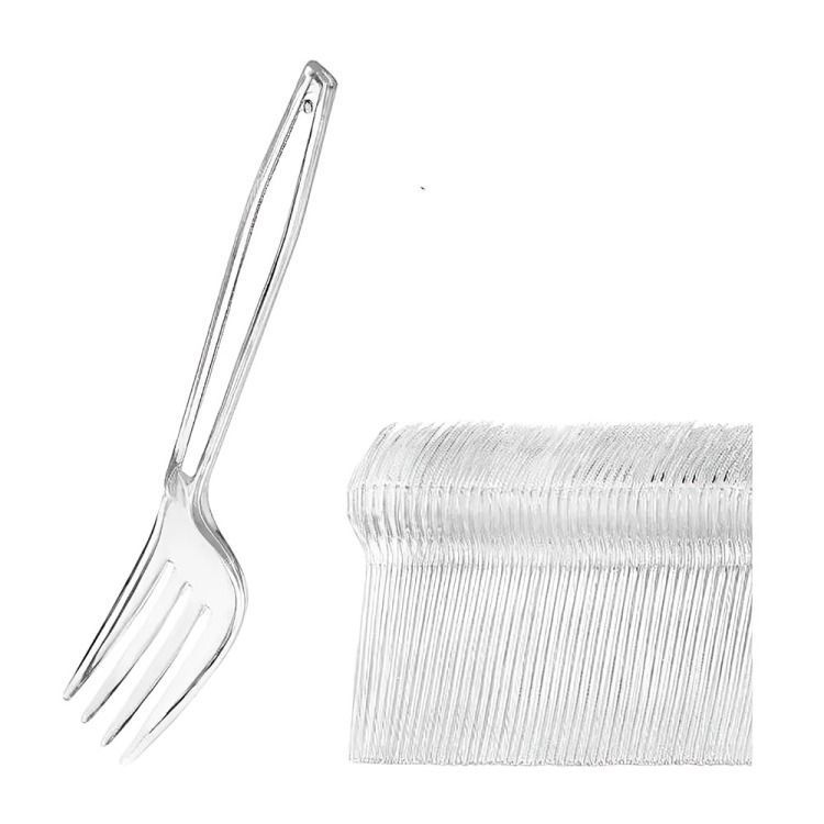 Pack 100 Tenedores Transparente Reutilizable - Desechable-1