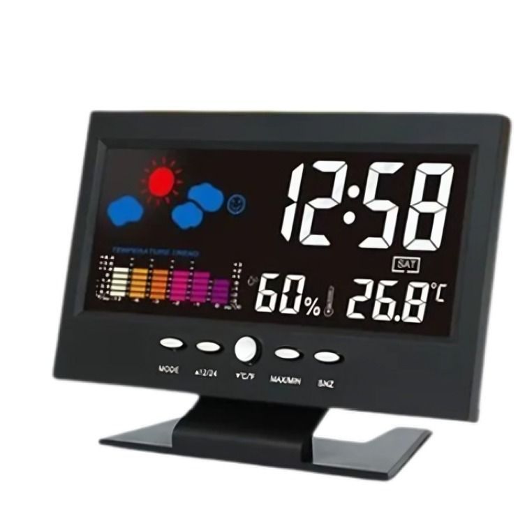 Reloj Despertador Lcd A Color Luz Temperatura Cj8082t