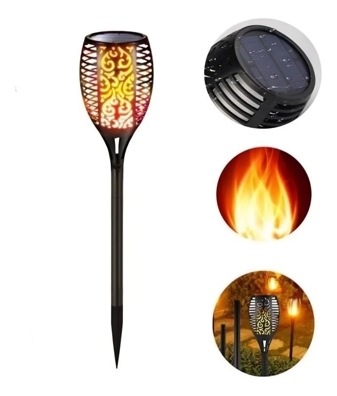 Estaca LED Solar Efecto Tipo Llama para Jardín-0