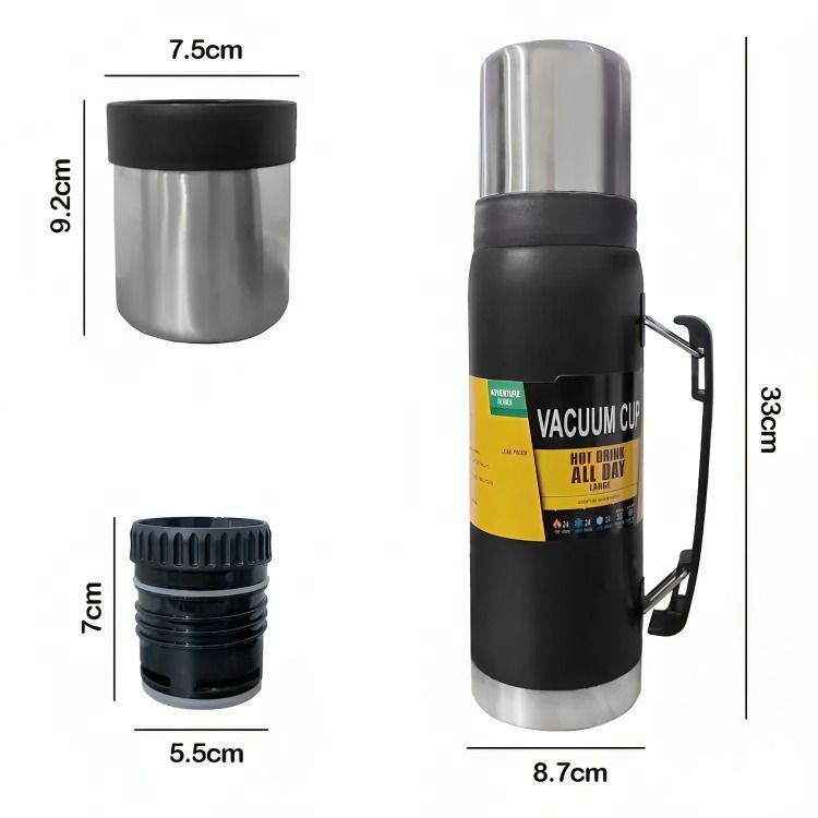 Termo Acero Inoxidable Capacidad 1000ml Agua Fria Y Caliente-2