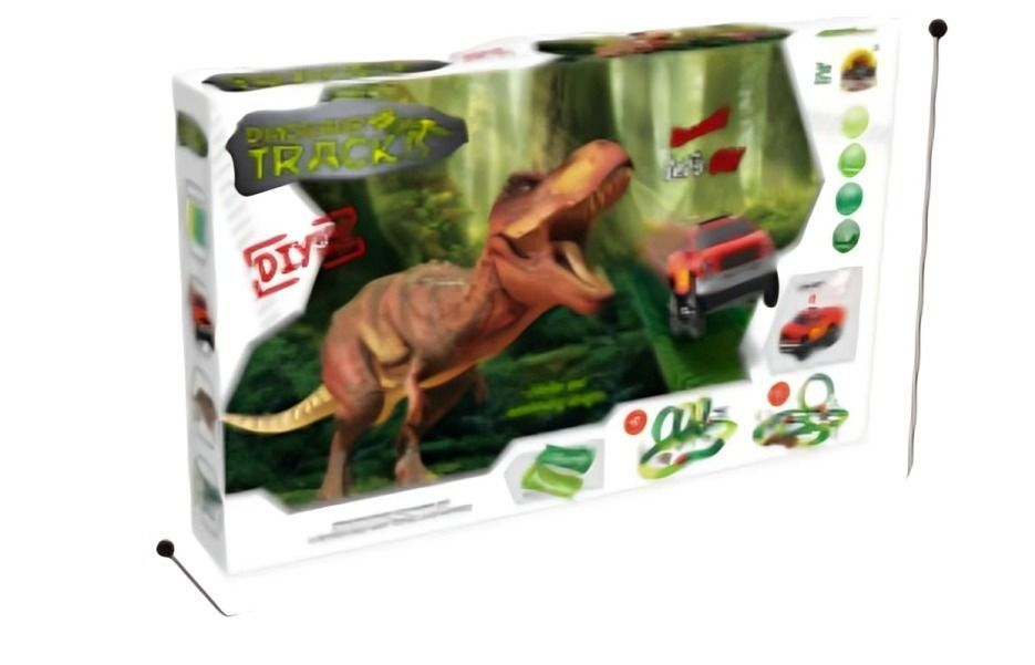 Pista armable  Dinosaurio con autito 195 pcs-1