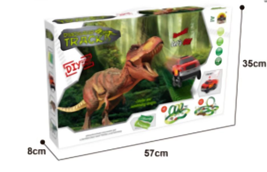 Pista armable  Dinosaurio con autito 195 pcs-4