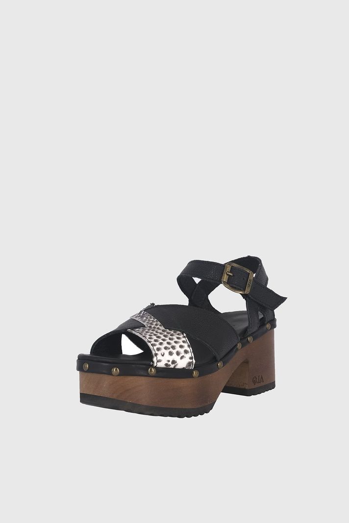 Sandalia Plataforma Madera Ebano Full Negro Alquimia