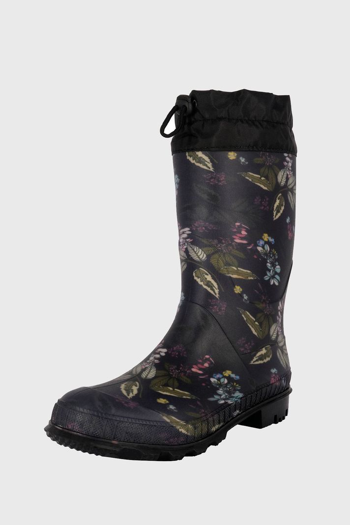 Bota de Agua con Polar Biela Flores Negro Alquimia-0