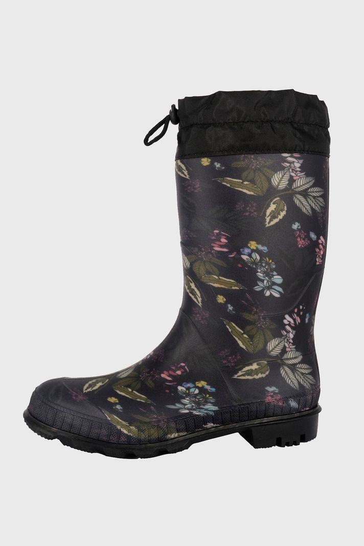 Bota de Agua con Polar Biela Flores Negro Alquimia-1