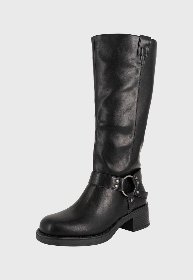 Bota Biker Larga Jessa Negro Alquimia-0