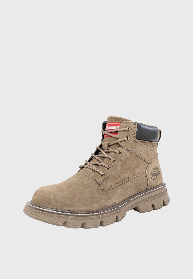 Botin de Cuero con Chiporro Alonso Khaki London Adixt-0