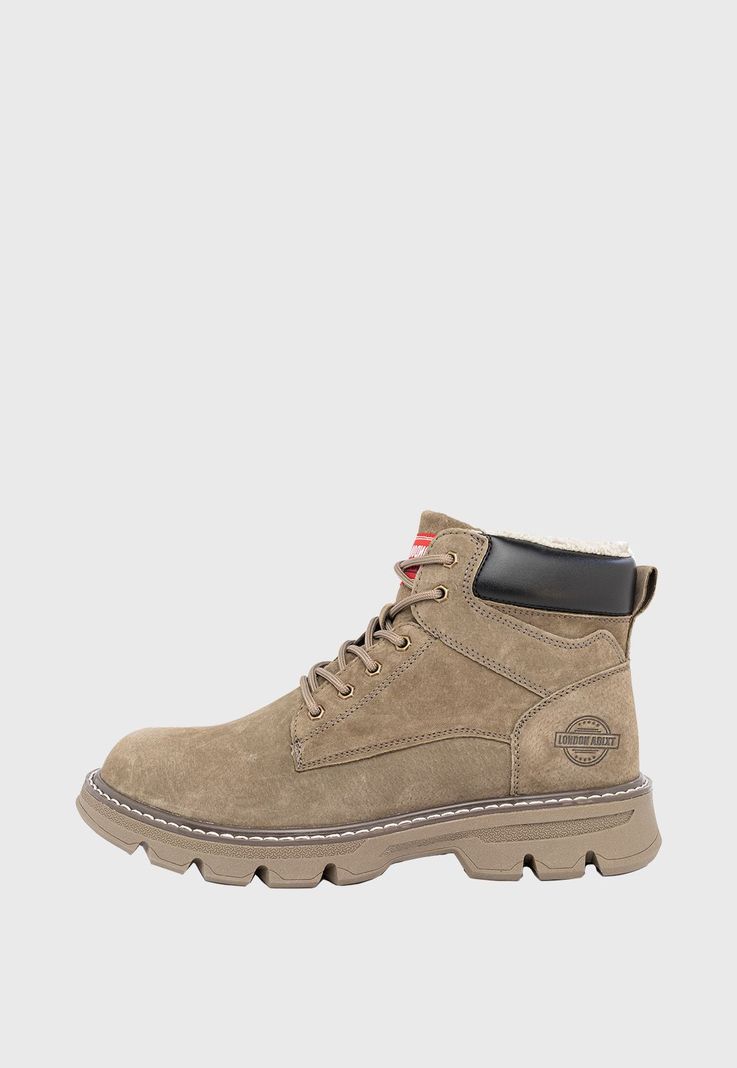 Botin de Cuero con Chiporro Alonso Khaki London Adixt-1