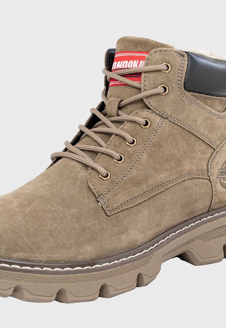 Botin de Cuero con Chiporro Alonso Khaki London Adixt-3