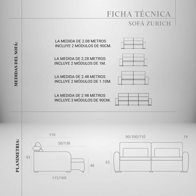 Sofá Cama 2 Cuerpos Zurich 2.48 Metros-6