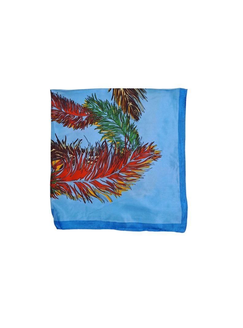 Pañuelo Satinado Mujer Diseño Plumas 60 x 60 cms-2